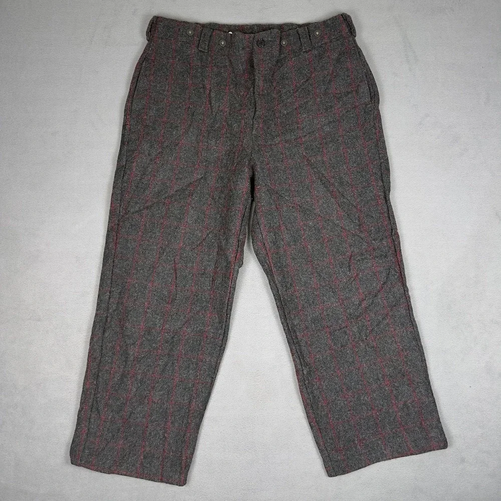 Vintage 90s Woolrich Windowpane Plaid Wool Trousers Pants Mens 36